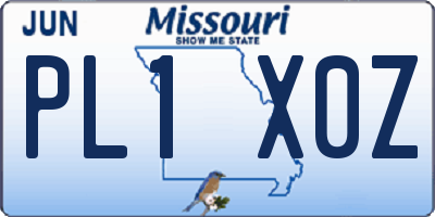 MO license plate PL1X0Z