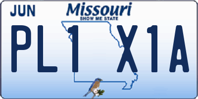 MO license plate PL1X1A
