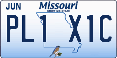 MO license plate PL1X1C