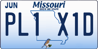 MO license plate PL1X1D