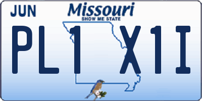 MO license plate PL1X1I