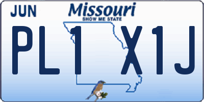 MO license plate PL1X1J