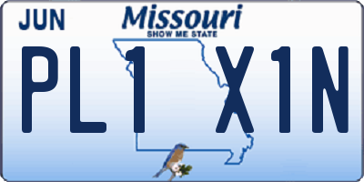 MO license plate PL1X1N