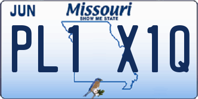 MO license plate PL1X1Q