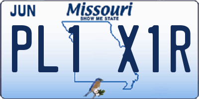 MO license plate PL1X1R