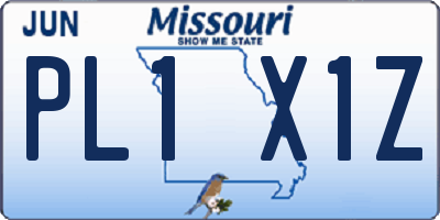 MO license plate PL1X1Z
