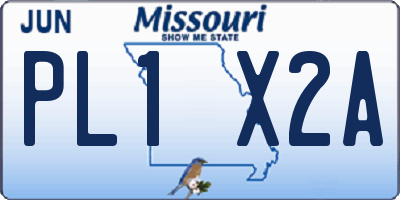 MO license plate PL1X2A