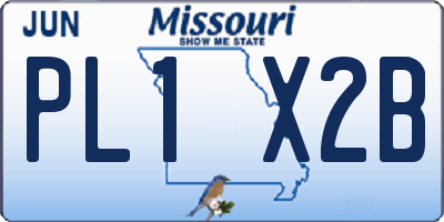 MO license plate PL1X2B