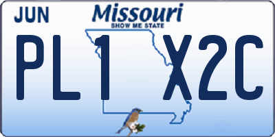 MO license plate PL1X2C