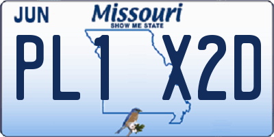 MO license plate PL1X2D