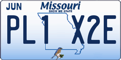 MO license plate PL1X2E