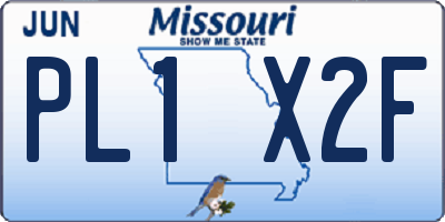 MO license plate PL1X2F