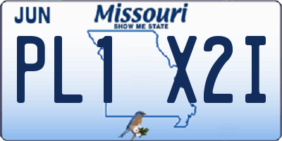 MO license plate PL1X2I