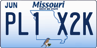 MO license plate PL1X2K