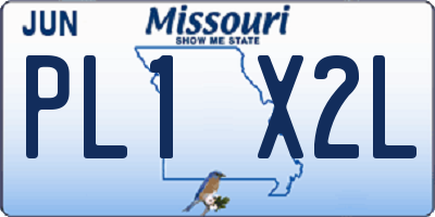 MO license plate PL1X2L