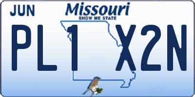 MO license plate PL1X2N