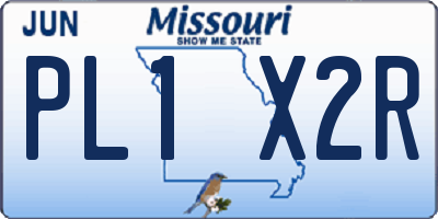 MO license plate PL1X2R