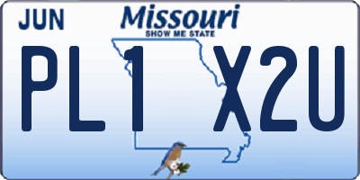MO license plate PL1X2U