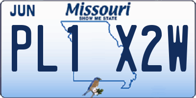 MO license plate PL1X2W