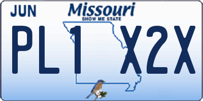 MO license plate PL1X2X