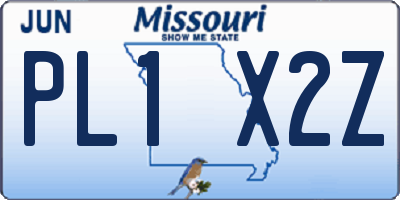 MO license plate PL1X2Z
