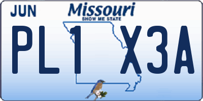 MO license plate PL1X3A