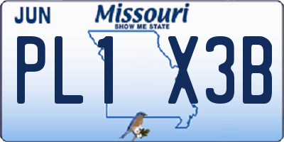 MO license plate PL1X3B