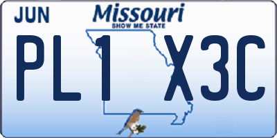MO license plate PL1X3C