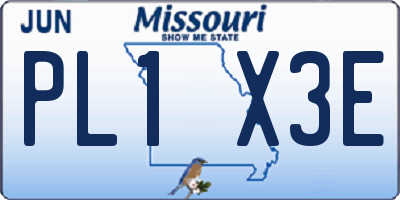 MO license plate PL1X3E