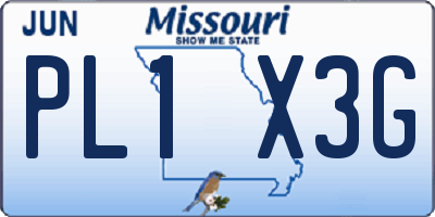 MO license plate PL1X3G