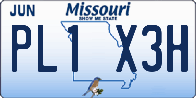 MO license plate PL1X3H