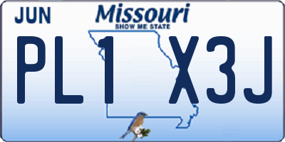MO license plate PL1X3J