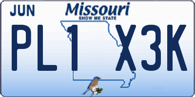 MO license plate PL1X3K