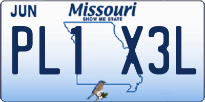 MO license plate PL1X3L
