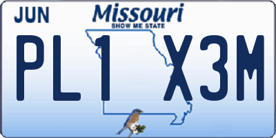 MO license plate PL1X3M