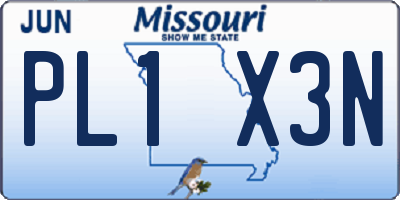 MO license plate PL1X3N