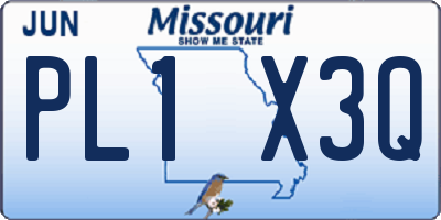 MO license plate PL1X3Q