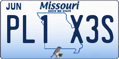 MO license plate PL1X3S