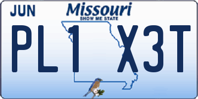 MO license plate PL1X3T