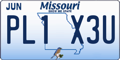 MO license plate PL1X3U