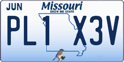 MO license plate PL1X3V