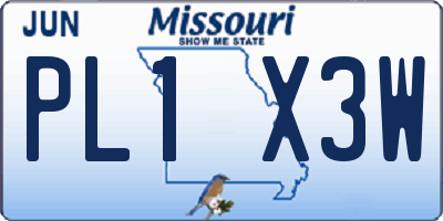 MO license plate PL1X3W