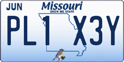 MO license plate PL1X3Y