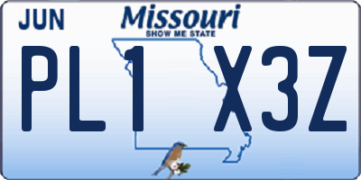 MO license plate PL1X3Z