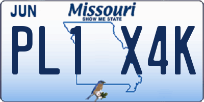 MO license plate PL1X4K