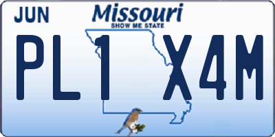 MO license plate PL1X4M
