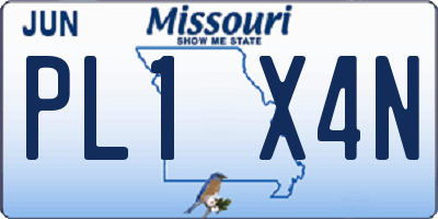 MO license plate PL1X4N