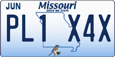 MO license plate PL1X4X