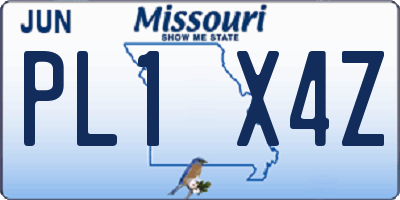 MO license plate PL1X4Z