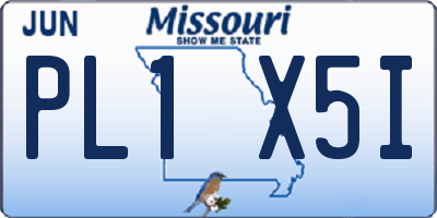 MO license plate PL1X5I